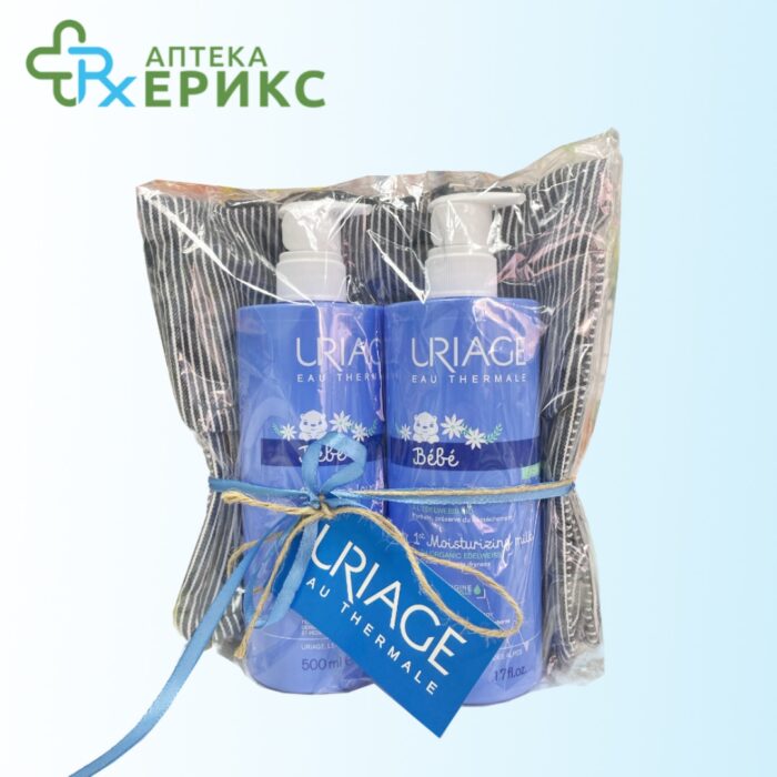 URIAGE Baby сет хидратантно млеко и гел-крем за капење + gratis torba